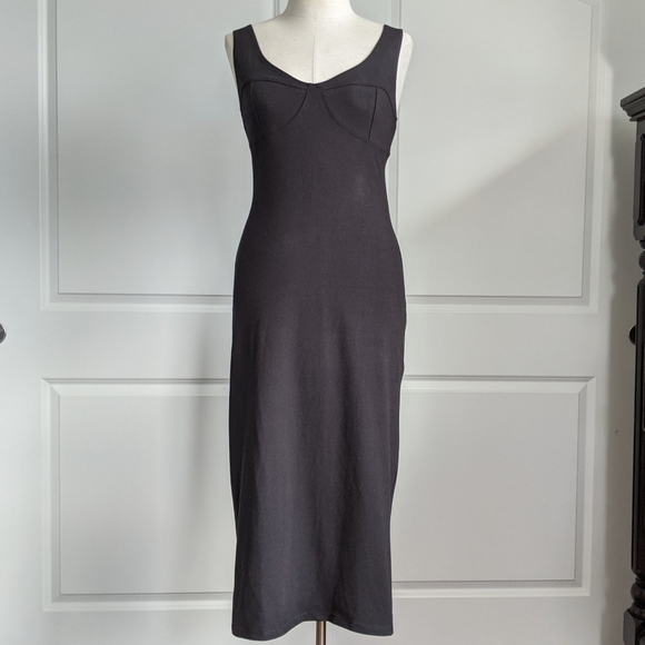 Reformation Dresses & Skirts - Reformation Dress Braun Bodycon Fitted Scoop Neck Sleeveless Midi Black L NWT